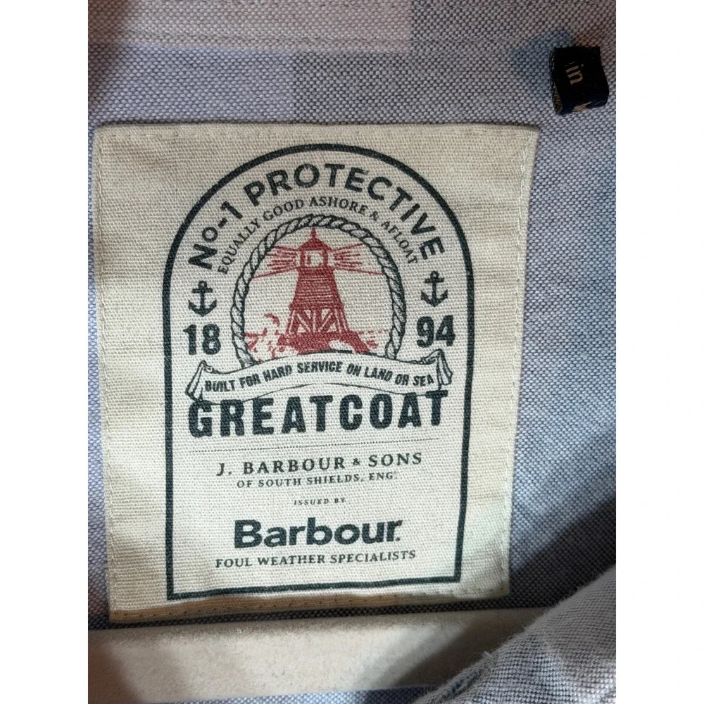 Barbour Sailor Shirt Men's Long Sleeve Button Down Plaid Blue Grey Size‎ M